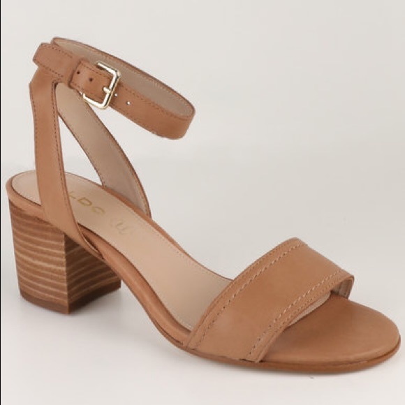 Aldo Shoes - Aldo Lolla Low Block Heel Sandal Cognac Size 8